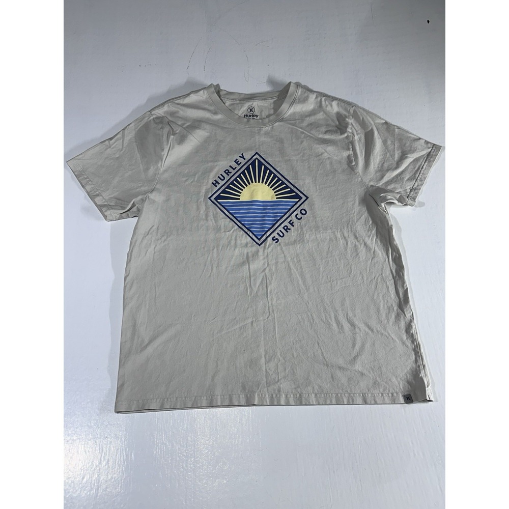 Hurley Surf Company Men's Short Sleeve T-Shirt Tan Size M 100% Cotton Graphic XL
